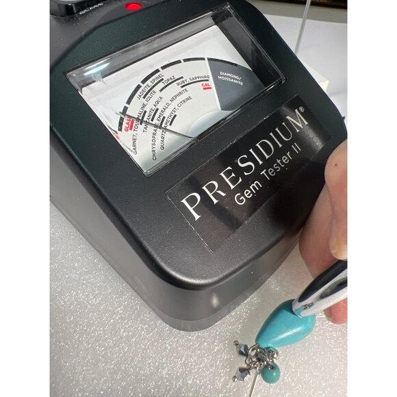 Artisan Glass Turquoise & Silver Tone Teardrop Earrings With Crystal Accents - Picture 7 of 8